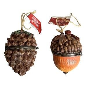 Home Accents Wishes and Wonder Woodland Ornament Nut Pinecone Treasure Box